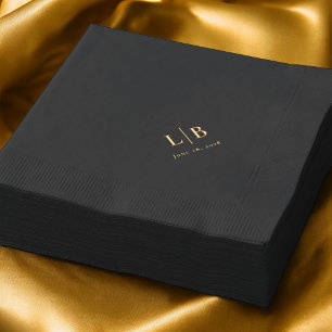Eenvoudige Minimale Elegante Monogram Beginletter  Folie Servetten