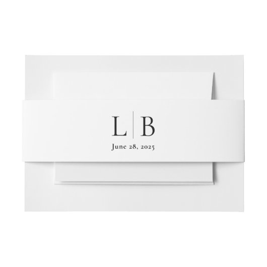 Eenvoudige Minimale Elegante Monogram Bruiloft Uitnodigingen Wikkel (Voorkant Voorbeeld)