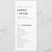 Eenvoudige Minimale Elegante Trouwceremonie Programmakaart (Voorkant)