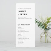 Eenvoudige Minimale Elegante Trouwceremonie Programmakaart (Staand voorkant)