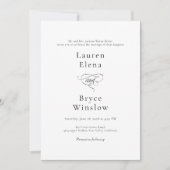 Eenvoudige minimale elegante witte bruiloft kaart (Voorkant)