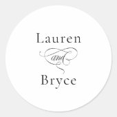 Eenvoudige minimale elegante witte bruiloft ronde sticker (Voorkant)