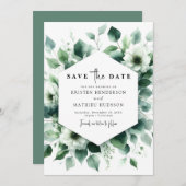 Eenvoudige minimale eucalyptus digitale bruiloft save the date (Voorkant / Achterkant)