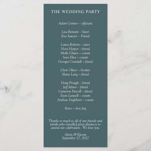 Eenvoudige, minimale Eucalyptusvertakking Programmakaart (Achterkant)