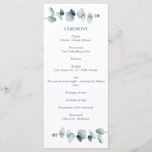 Eenvoudige, minimale Eucalyptusvertakking Programmakaart (Voorkant)