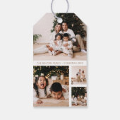 Eenvoudige minimale familie foto collage vakantie cadeaulabel (Achterkant)