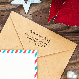 Eenvoudige minimale familienaam Script Return Addr Rubberstempel