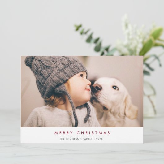 Eenvoudige, minimale feestelijke fotokaart feestdagenkaart (Staand voorkant)