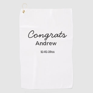 Eenvoudige minimale felicitatie voeg naam datum ja golfhanddoek