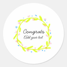 Eenvoudige minimale felicitaties afstuderen voeg u ronde sticker