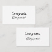Eenvoudige minimale felicitaties afstuderen voeg u visitekaartje (Voorkant / Achterkant)