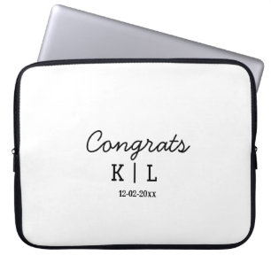 Eenvoudige minimale felicitaties voeg letters mono laptop sleeve