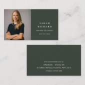 Eenvoudige minimale Forest Green Professional Foto Visitekaartje (Voorkant / Achterkant)