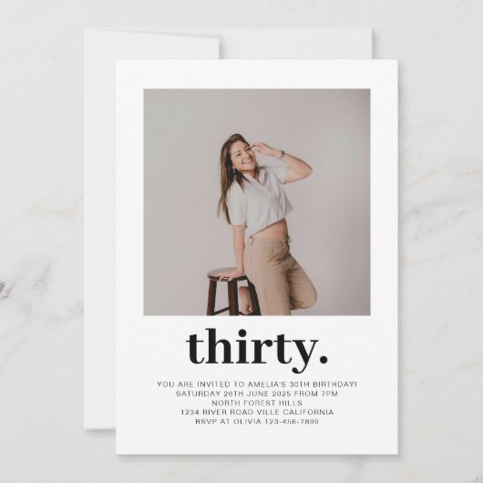 Eenvoudige minimale foto 30e verjaardag kaart (Voorkant)