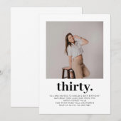 Eenvoudige minimale foto 30e verjaardag kaart (Voorkant / Achterkant)