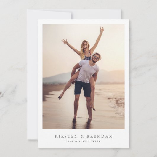 Eenvoudige minimale foto bruiloft save the date (Voorkant)