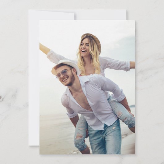 Eenvoudige minimale foto bruiloft save the date (Achterkant)
