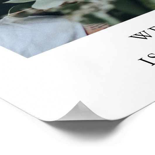 Eenvoudige minimale foto bruiloft welkomstbord poster (Hoek)