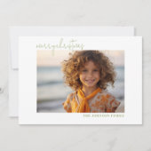 Eenvoudige minimale foto Merry Christmas Script Feestdagenkaart (Voorkant)