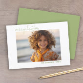 Eenvoudige minimale foto Merry Christmas Script Feestdagenkaart