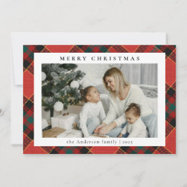 Eenvoudige minimale foto rood en groen geplakt Ker Feestdagenkaart