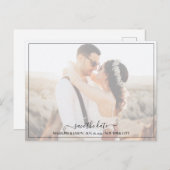 Eenvoudige minimale foto van Elegant Opslaan datum Aankondigingskaart (Voorkant / Achterkant)