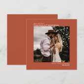 Eenvoudige minimale foto van Terracotta Wedding Save The Date (Voorkant / Achterkant)