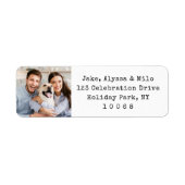 Eenvoudige minimale foto zwart-wit retouradres etiket (Voorkant)