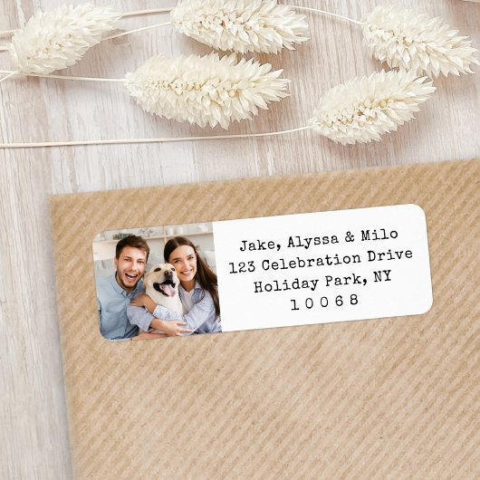 Eenvoudige minimale foto zwart-wit retouradres etiket