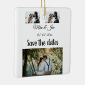 Eenvoudige minimale fotocollage slaat de datumuitn keramisch ornament (Rechts)