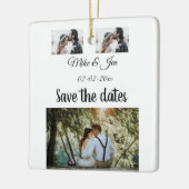 Eenvoudige minimale fotocollage slaat de datumuitn keramisch ornament (Links)