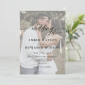 Eenvoudige minimale fotokalligrafie Moderne bruilo Kaart (Staand voorkant)