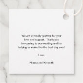 Eenvoudige minimale foto's met moderne bruiloft bedankjes labels (Achterkant)