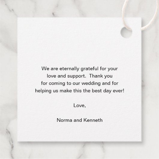 Eenvoudige minimale foto's met moderne bruiloft bedankjes labels (Achterkant)