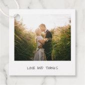 Eenvoudige minimale foto's met moderne bruiloft bedankjes labels (Voorkant)