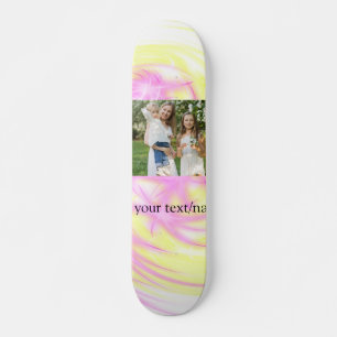 Eenvoudige minimale gele roze glitters voeg foto g persoonlijk skateboard