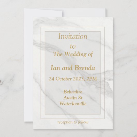 Eenvoudige minimale gemarmerde trouwuitnodiging kaart (Voorkant)