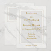 Eenvoudige minimale gemarmerde trouwuitnodiging kaart (Voorkant / Achterkant)