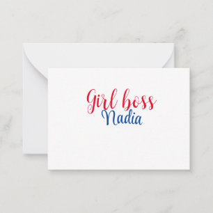 eenvoudige minimale girl boss voeg naam tekst afbe notitiekaartje