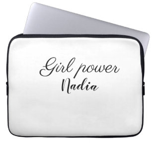 eenvoudige minimale girl power voeg naam tekst afb laptop sleeve