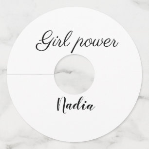 eenvoudige minimale girl power voeg naam tekst afb wijnglaslabel