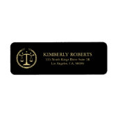 Eenvoudige minimale Gold Justice-Logo op zwart Etiket (Voorkant)