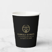 Eenvoudige minimale Gold Justice-Logo op zwart Papieren Bekers (Links)