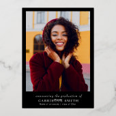 Eenvoudige minimale gouden folie afstuderen ceremo folie uitnodiging (Achterkant)