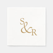 Eenvoudige minimale gouden monogram bruiloft servet (Voorkant)