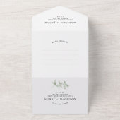 Eenvoudige minimale Greenery Monogram Wedding QR C All In One Uitnodiging (Buitenkant)