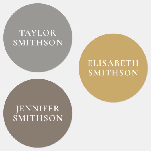 Eenvoudige Minimale Grijs Oker Taupe Aangepaste Na Labels (Groep)