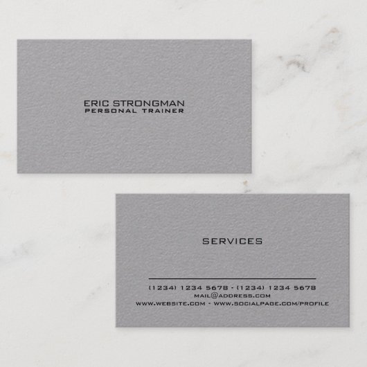 Eenvoudige, minimale grijze kraftstijl visitekaartje (Voorkant / Achterkant)