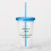 Eenvoudige minimale groene add jouw tekst name fot acryl drinkbeker (Voorkant)