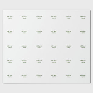 Eenvoudige minimale groene add jouw tekst name fot cadeaupapier